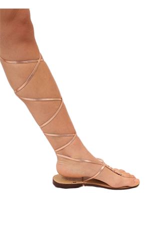 Rosy silver slave Capri sandals Da Costanzo | SCHIAVACAPRESETRECCINAROSE